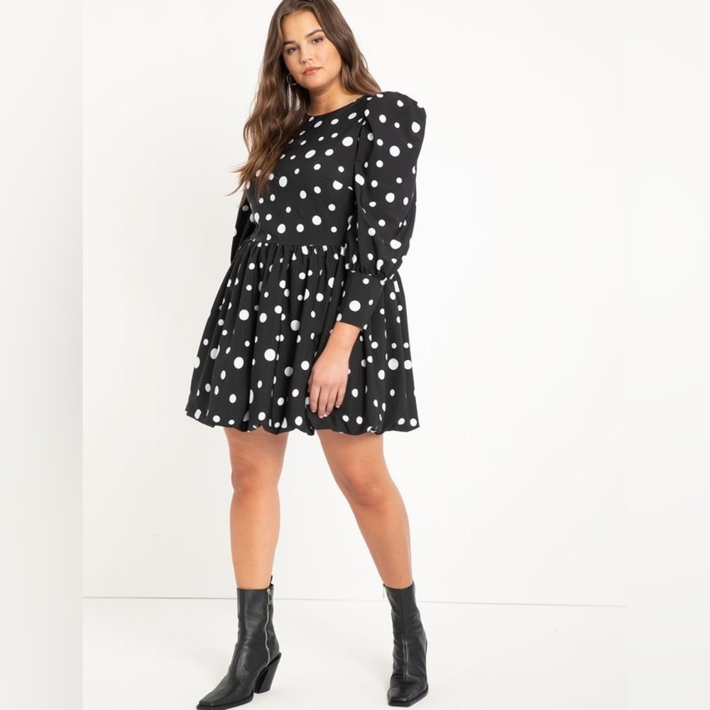 Eloquii Puff Sleeve Dress with Bubble Hem - NWOT